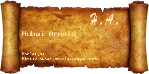 Hubai Arnold névjegykártya